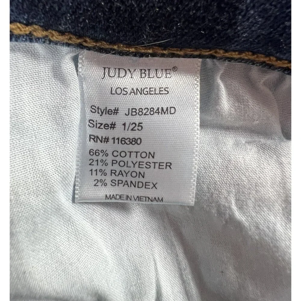 Judy Blue Women 1/25 Boyfriend Jeans Blue Relaxed Distressed Stretch Zipper - Picture 10 of 13